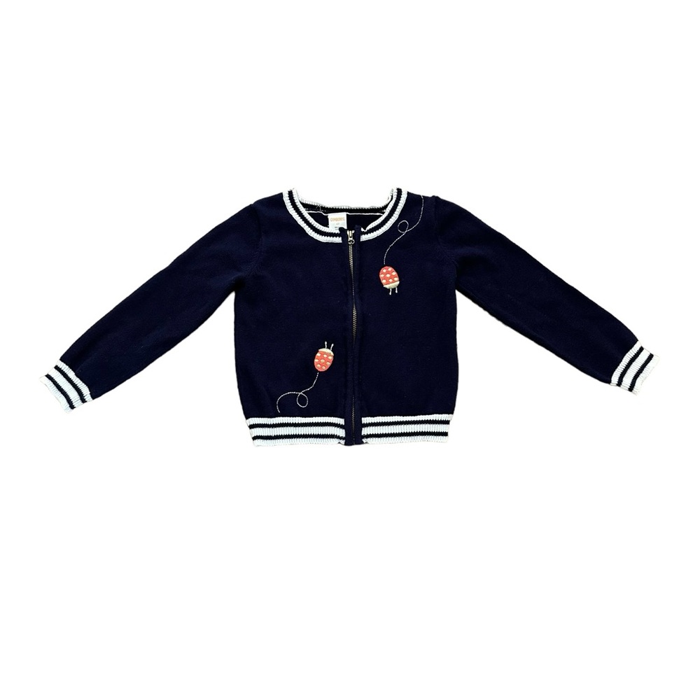 Gymboree Girls Navy Blue Ladybug Cardigan Sweater, Size 4T